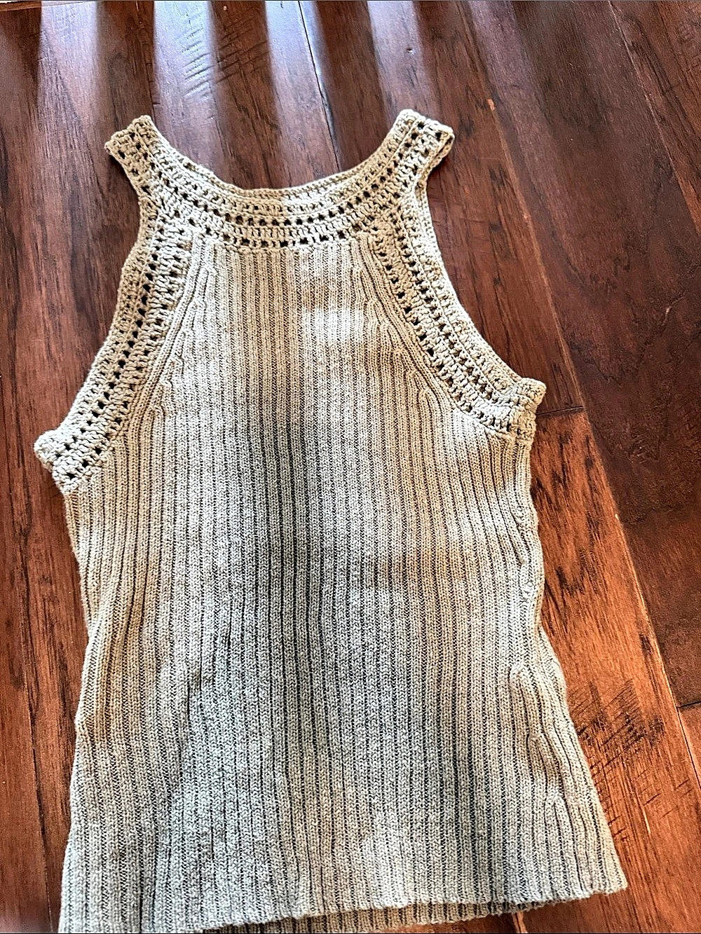 Lucky Brand Ribbed Knit Tank Top in Beige Size XS